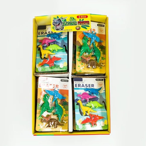 Dinosaur Cartoon Pencil Eraser Set for School Kids - Picture 9 of 11